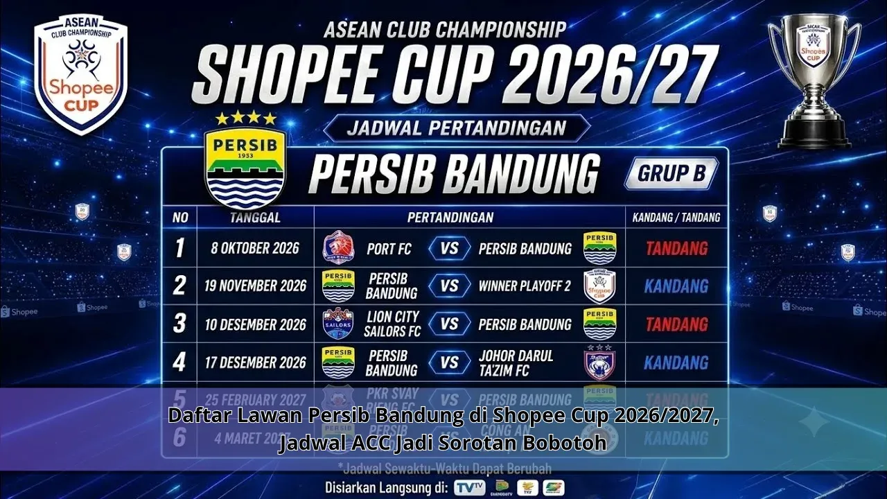 Debut Persib Bandung di Shopee Cup: Cek Jadwal dan Link RCTI Live Streaming Port FC vs Persib Malam Ini!