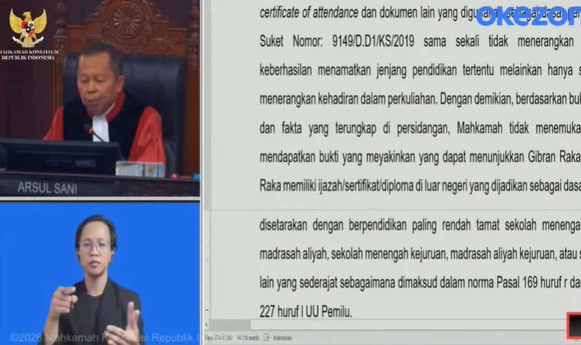 MK Putuskan Gugatan Syarat Pendidikan Gibran Ditolak: Tak Temukan Bukti Ijazah SMA, Namun Tak Bisa Diskualifikasi